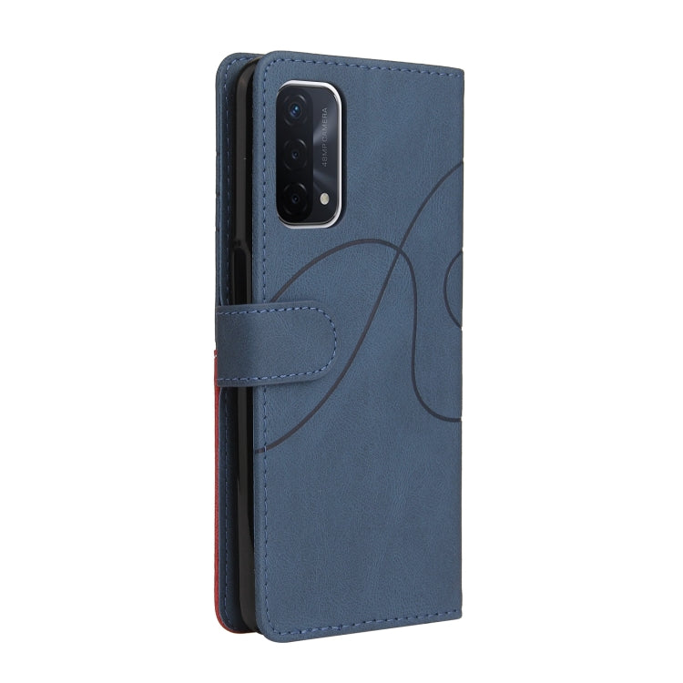 For OPPO A93 5G Dual-color Splicing Horizontal Flip PU Leather Case with Holder & Card Slots & Wallet