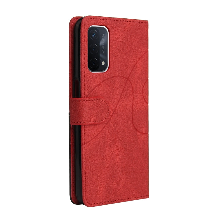 For OPPO A93 5G Dual-color Splicing Horizontal Flip PU Leather Case with Holder & Card Slots & Wallet