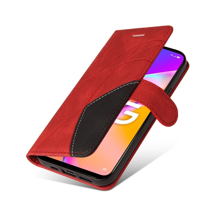 For OPPO A93 5G Dual-color Splicing Horizontal Flip PU Leather Case with Holder & Card Slots & Wallet