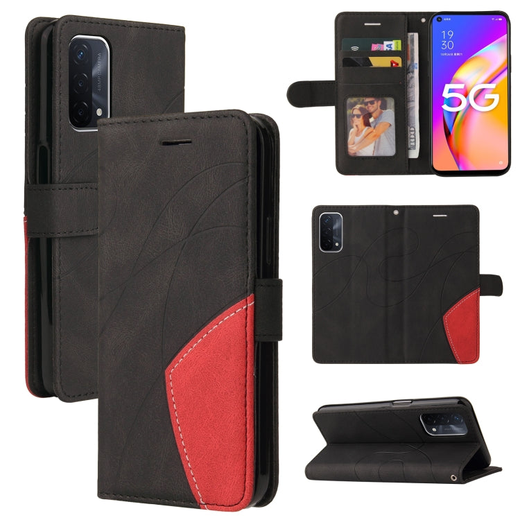 For OPPO A93 5G Dual-color Splicing Horizontal Flip PU Leather Case with Holder & Card Slots & Wallet