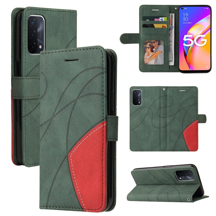 For OPPO A93 5G Dual-color Splicing Horizontal Flip PU Leather Case with Holder & Card Slots & Wallet