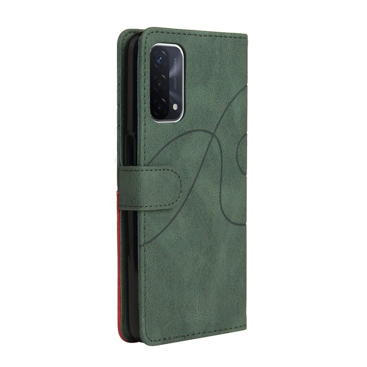For OPPO A93 5G Dual-color Splicing Horizontal Flip PU Leather Case with Holder & Card Slots & Wallet