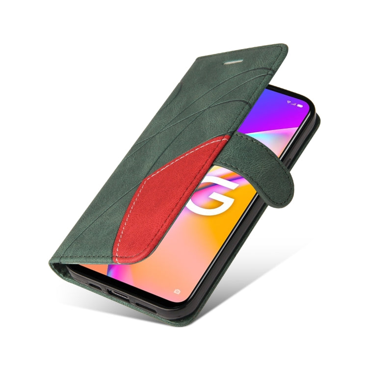 For OPPO A93 5G Dual-color Splicing Horizontal Flip PU Leather Case with Holder & Card Slots & Wallet