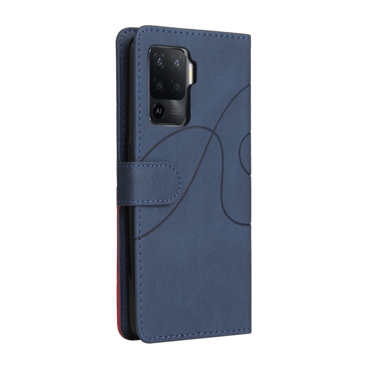For OPPO A94 5G / 4G / F19 Pro / A95 5G Dual-color Splicing Horizontal Flip PU Leather Case with Holder & Card Slots & Wallet