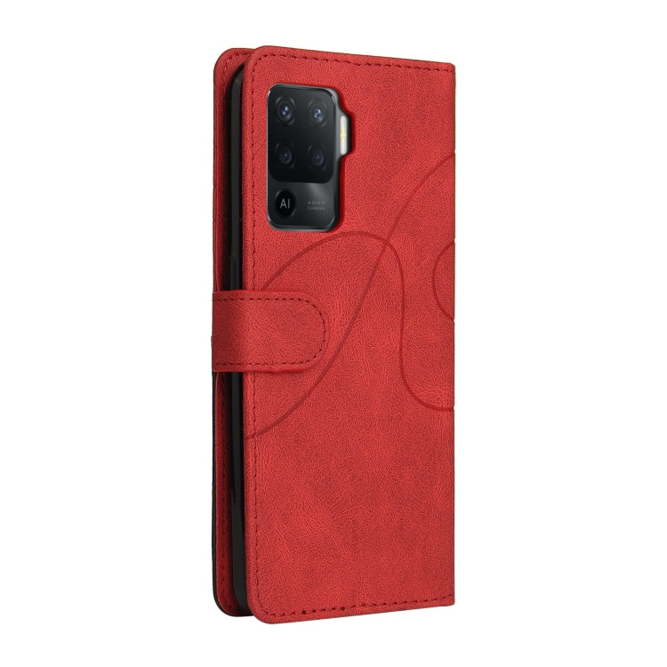 For OPPO A94 5G / 4G / F19 Pro / A95 5G Dual-color Splicing Horizontal Flip PU Leather Case with Holder & Card Slots & Wallet