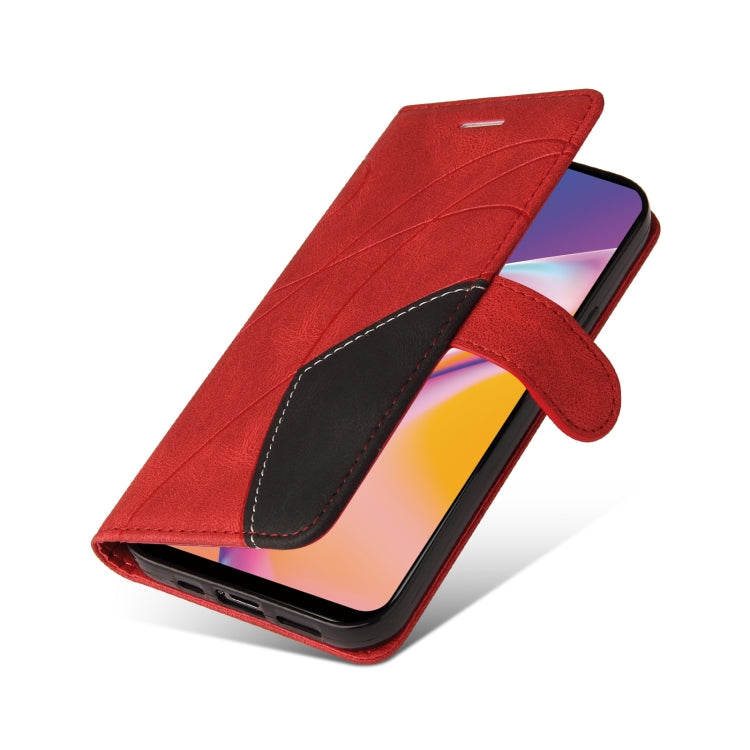 For OPPO A94 5G / 4G / F19 Pro / A95 5G Dual-color Splicing Horizontal Flip PU Leather Case with Holder & Card Slots & Wallet