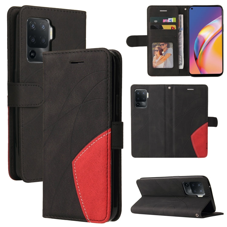 For OPPO A94 5G / 4G / F19 Pro / A95 5G Dual-color Splicing Horizontal Flip PU Leather Case with Holder & Card Slots & Wallet