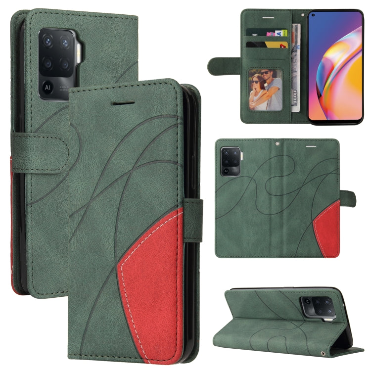 For OPPO A94 5G / 4G / F19 Pro / A95 5G Dual-color Splicing Horizontal Flip PU Leather Case with Holder & Card Slots & Wallet