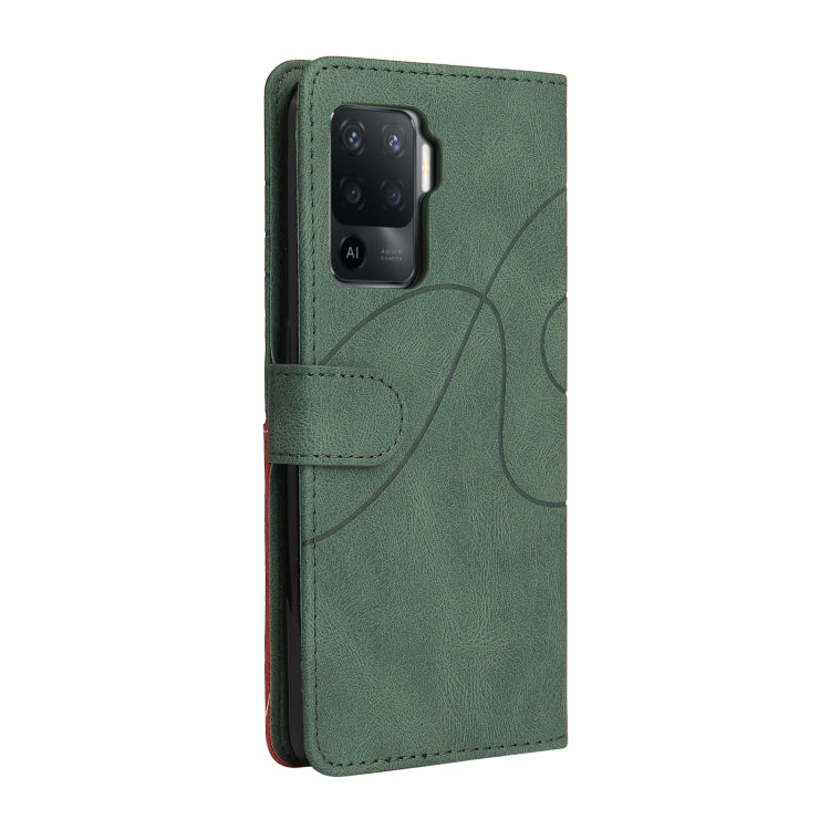 For OPPO A94 5G / 4G / F19 Pro / A95 5G Dual-color Splicing Horizontal Flip PU Leather Case with Holder & Card Slots & Wallet