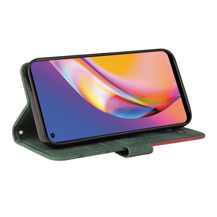 For OPPO A94 5G / 4G / F19 Pro / A95 5G Dual-color Splicing Horizontal Flip PU Leather Case with Holder & Card Slots & Wallet