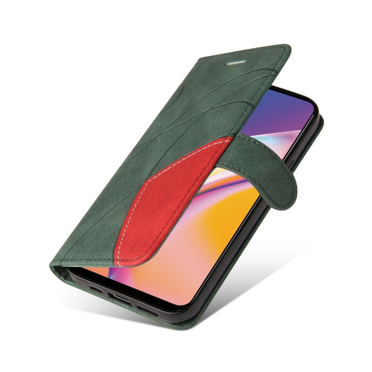 For OPPO A94 5G / 4G / F19 Pro / A95 5G Dual-color Splicing Horizontal Flip PU Leather Case with Holder & Card Slots & Wallet