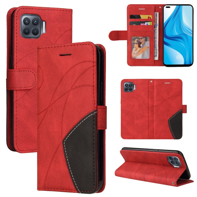 For OPPO F17 Pro / A93 / Reno4 F / Reno4 Lite Dual-color Splicing Horizontal Flip PU Leather Case with Holder & Card Slots & Wallet