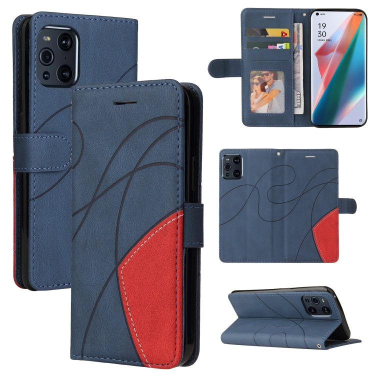 For OPPO Find X3 / Find X3 Pro Dual-color Splicing Horizontal Flip PU Leather Case with Holder & Card Slots & Wallet