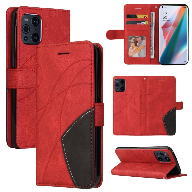 For OPPO Find X3 / Find X3 Pro Dual-color Splicing Horizontal Flip PU Leather Case with Holder & Card Slots & Wallet