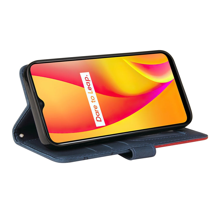 For OPPO Realme C15 Dual-color Splicing Horizontal Flip PU Leather Case with Holder & Card Slots & Wallet