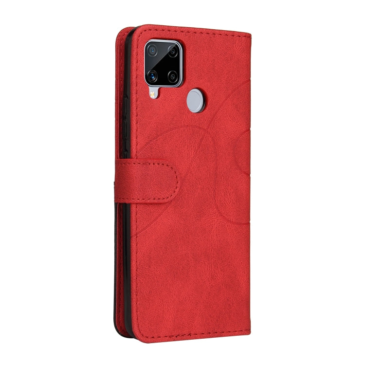 For OPPO Realme C15 Dual-color Splicing Horizontal Flip PU Leather Case with Holder & Card Slots & Wallet
