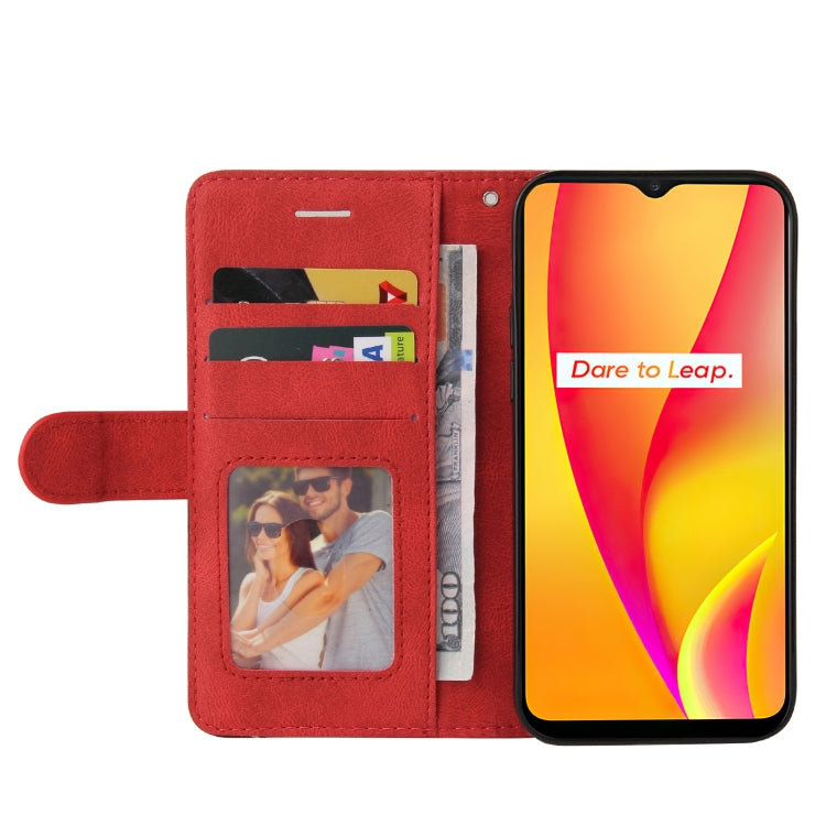 For OPPO Realme C15 Dual-color Splicing Horizontal Flip PU Leather Case with Holder & Card Slots & Wallet