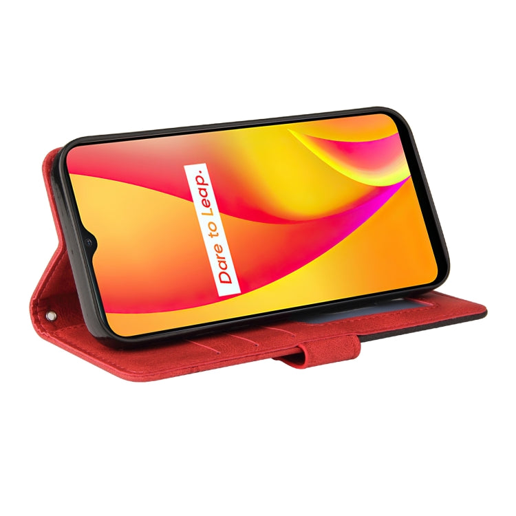 For OPPO Realme C15 Dual-color Splicing Horizontal Flip PU Leather Case with Holder & Card Slots & Wallet