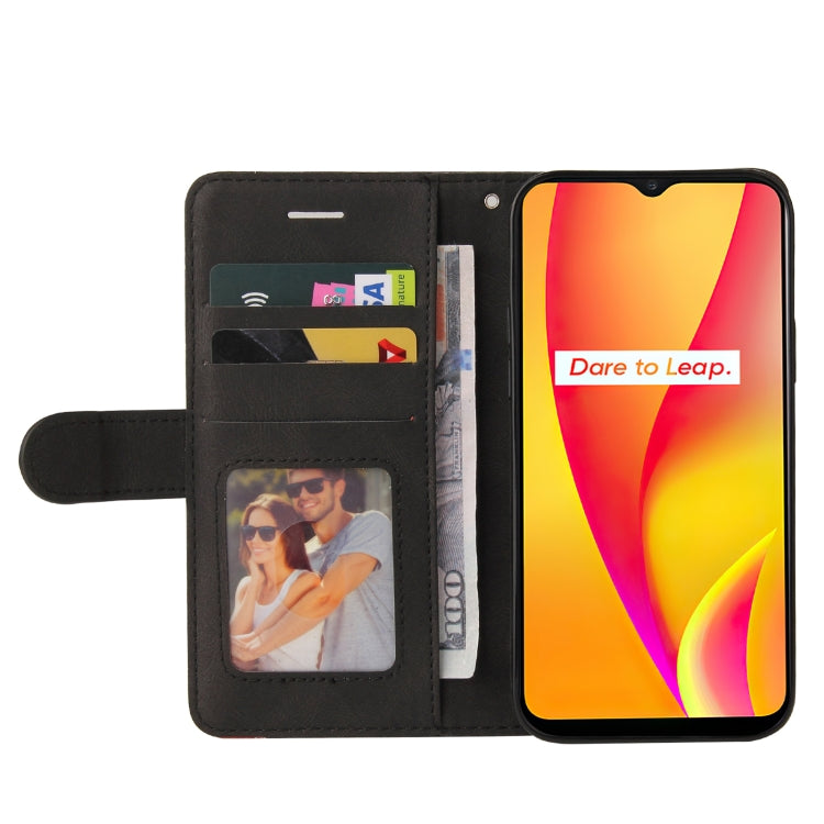 For OPPO Realme C15 Dual-color Splicing Horizontal Flip PU Leather Case with Holder & Card Slots & Wallet
