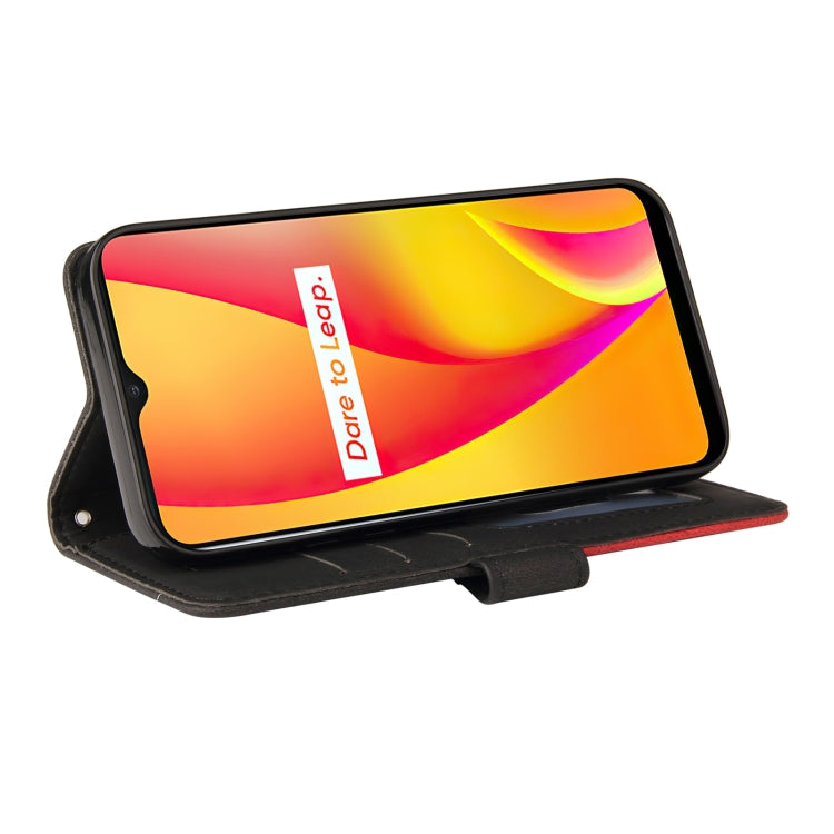 For OPPO Realme C15 Dual-color Splicing Horizontal Flip PU Leather Case with Holder & Card Slots & Wallet