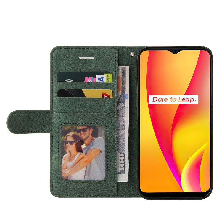 For OPPO Realme C15 Dual-color Splicing Horizontal Flip PU Leather Case with Holder & Card Slots & Wallet