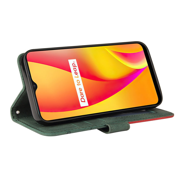 For OPPO Realme C15 Dual-color Splicing Horizontal Flip PU Leather Case with Holder & Card Slots & Wallet