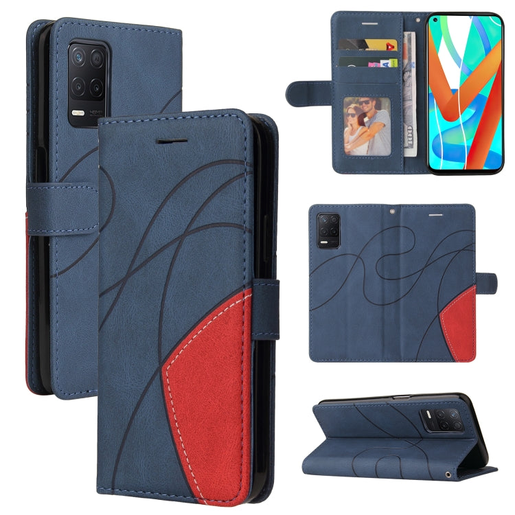 For OPPO Realme V13 5G Dual-color Splicing Horizontal Flip PU Leather Case with Holder & Card Slots & Wallet