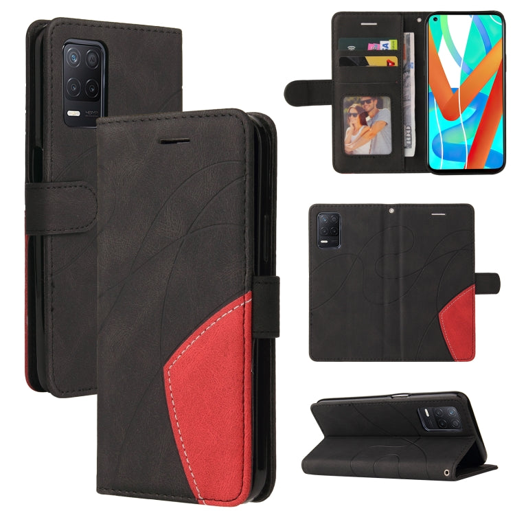 For OPPO Realme V13 5G Dual-color Splicing Horizontal Flip PU Leather Case with Holder & Card Slots & Wallet