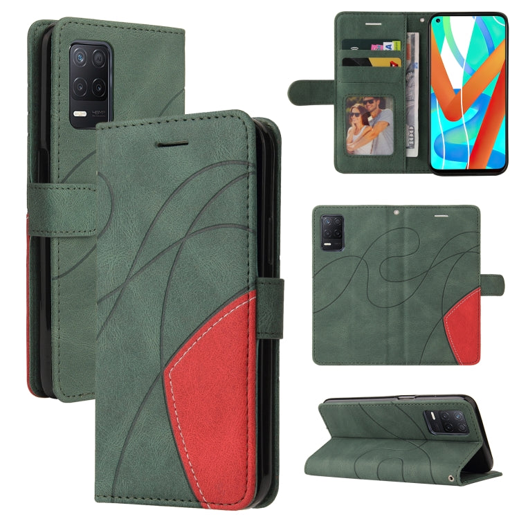 For OPPO Realme V13 5G Dual-color Splicing Horizontal Flip PU Leather Case with Holder & Card Slots & Wallet