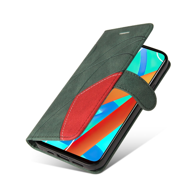 For OPPO Realme V13 5G Dual-color Splicing Horizontal Flip PU Leather Case with Holder & Card Slots & Wallet