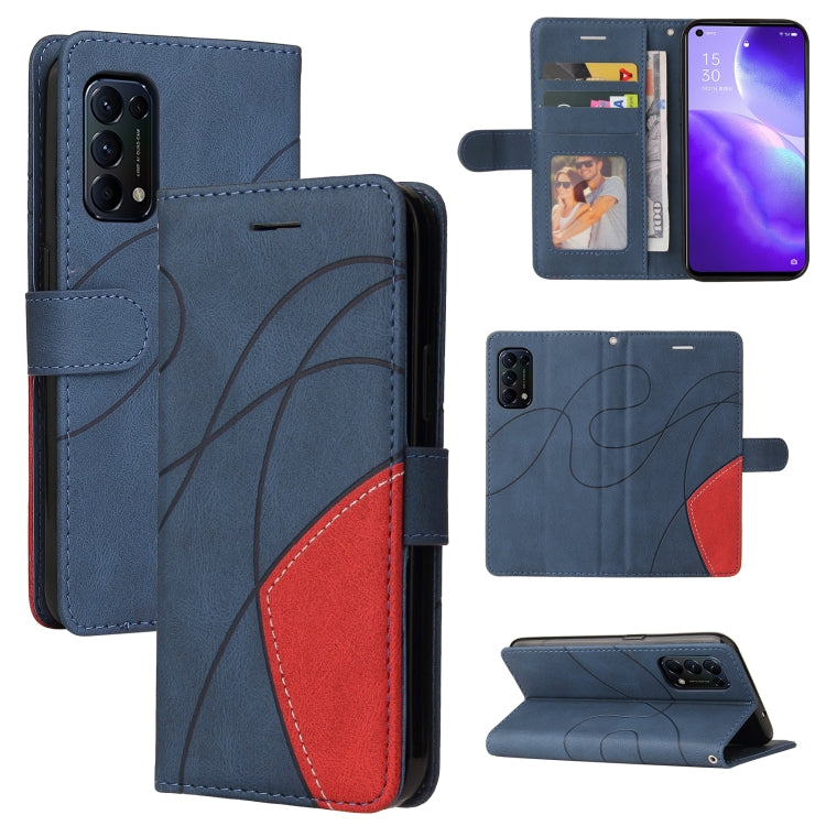 For OPPO Reno5 5G / Find X3 Lite Dual-color Splicing Horizontal Flip PU Leather Case with Holder & Card Slots & Wallet