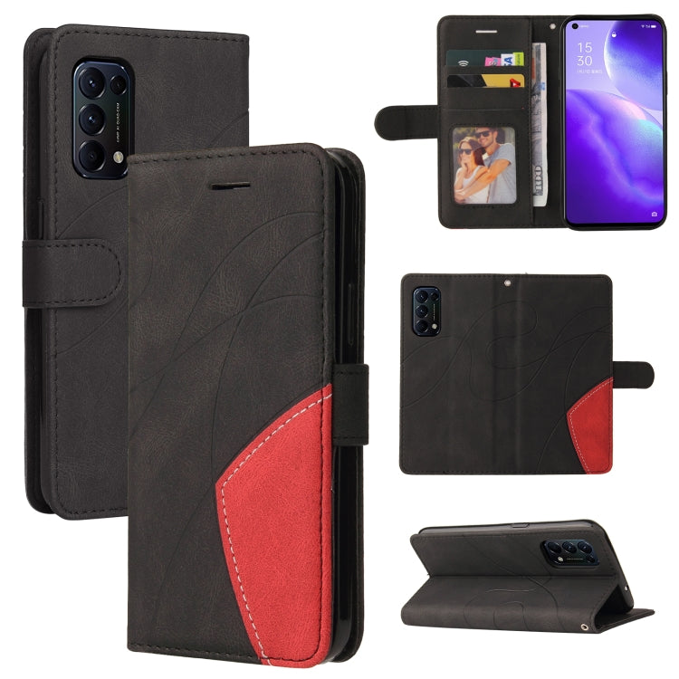 For OPPO Reno5 5G / Find X3 Lite Dual-color Splicing Horizontal Flip PU Leather Case with Holder & Card Slots & Wallet