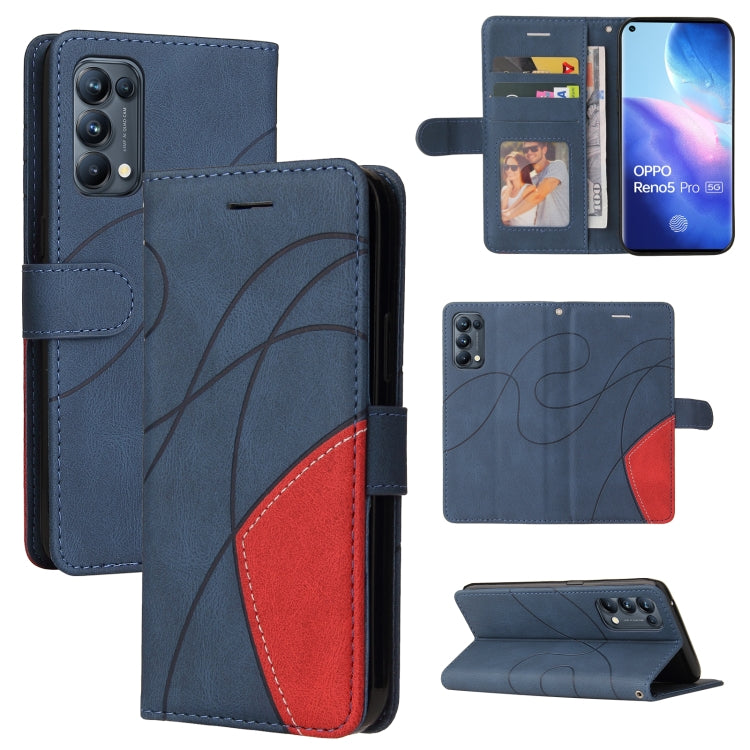 For OPPO Reno5 Pro 5G Dual-color Splicing Horizontal Flip PU Leather Case with Holder & Card Slots & Wallet