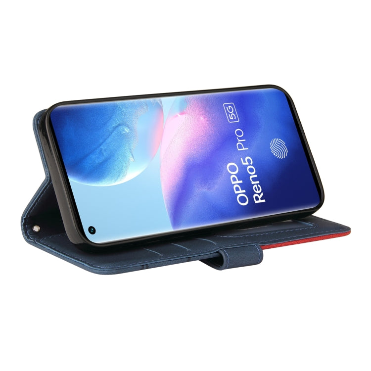 For OPPO Reno5 Pro 5G Dual-color Splicing Horizontal Flip PU Leather Case with Holder & Card Slots & Wallet