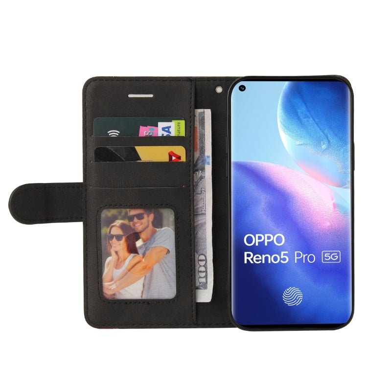 For OPPO Reno5 Pro 5G Dual-color Splicing Horizontal Flip PU Leather Case with Holder & Card Slots & Wallet