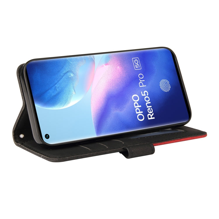 For OPPO Reno5 Pro 5G Dual-color Splicing Horizontal Flip PU Leather Case with Holder & Card Slots & Wallet