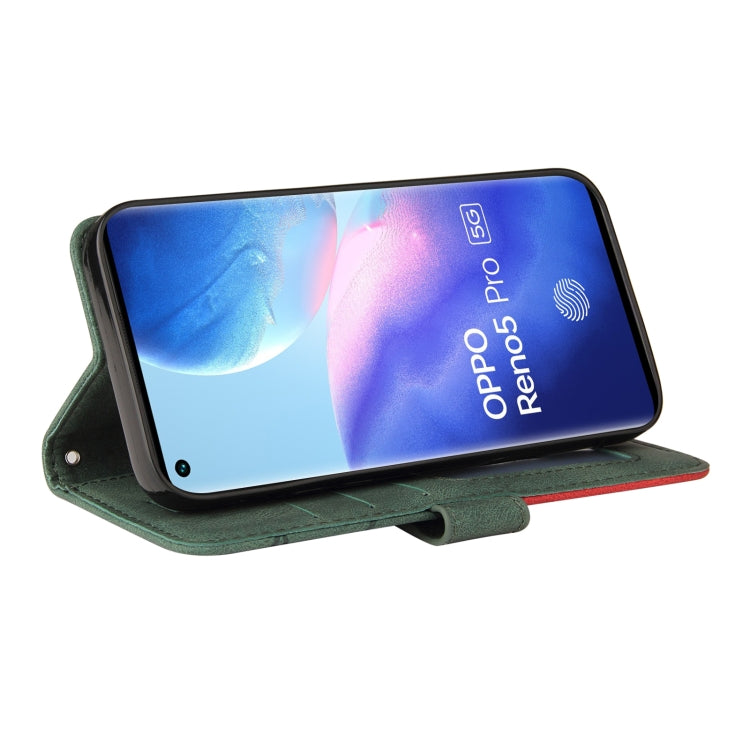 For OPPO Reno5 Pro 5G Dual-color Splicing Horizontal Flip PU Leather Case with Holder & Card Slots & Wallet