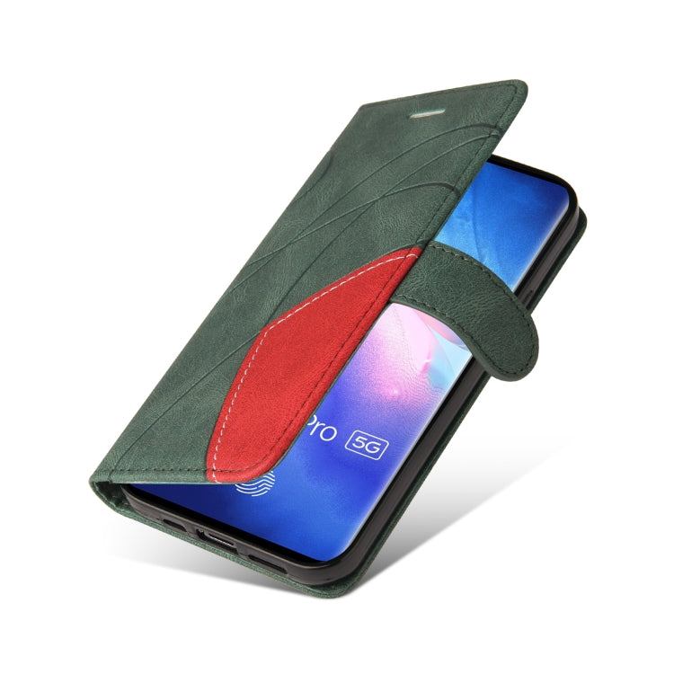 For OPPO Reno5 Pro 5G Dual-color Splicing Horizontal Flip PU Leather Case with Holder & Card Slots & Wallet