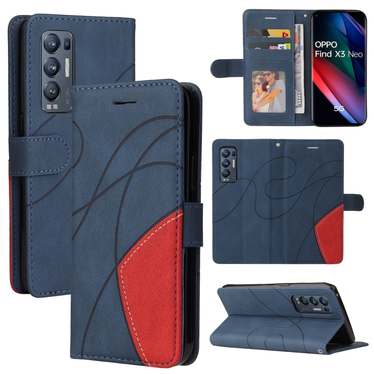For OPPO Reno5 Pro+ 5G / Find X3 Neo Dual-color Splicing Horizontal Flip PU Leather Case with Holder & Card Slots & Wallet