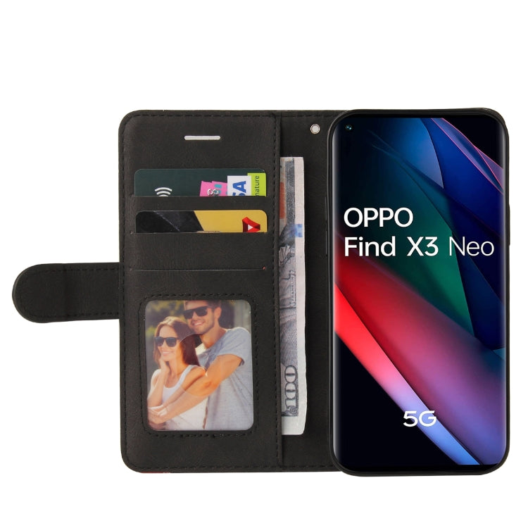 For OPPO Reno5 Pro+ 5G / Find X3 Neo Dual-color Splicing Horizontal Flip PU Leather Case with Holder & Card Slots & Wallet