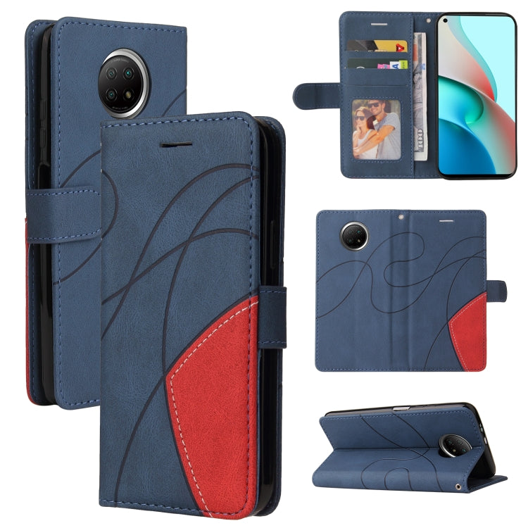 For Xiaomi Redmi Note 9 5G CN Version Dual-color Splicing Horizontal Flip PU Leather Case with Holder & Card Slots & Wallet