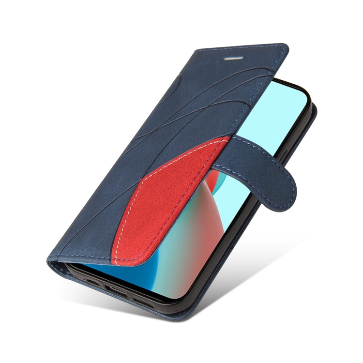 For Xiaomi Redmi Note 9 5G CN Version Dual-color Splicing Horizontal Flip PU Leather Case with Holder & Card Slots & Wallet