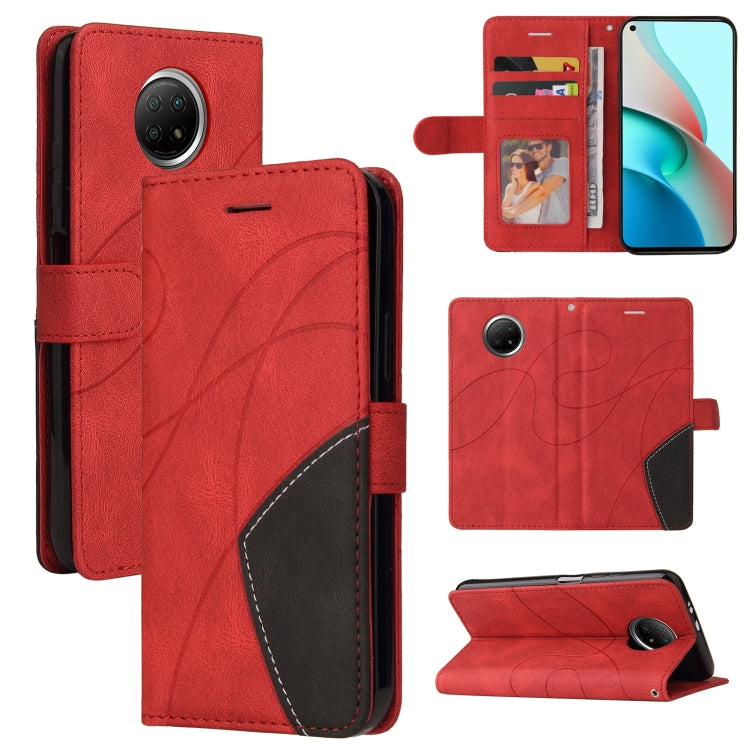 For Xiaomi Redmi Note 9 5G CN Version Dual-color Splicing Horizontal Flip PU Leather Case with Holder & Card Slots & Wallet