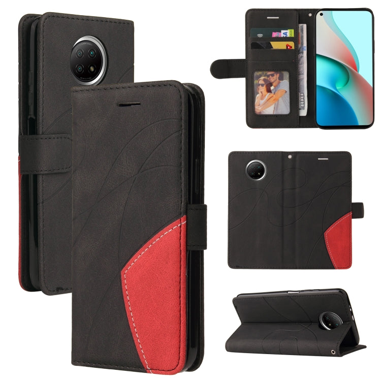 For Xiaomi Redmi Note 9 5G CN Version Dual-color Splicing Horizontal Flip PU Leather Case with Holder & Card Slots & Wallet