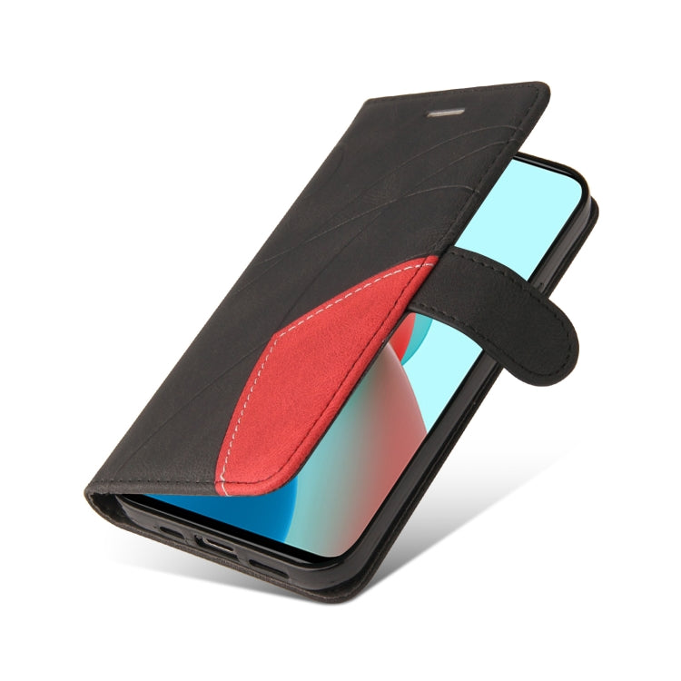 For Xiaomi Redmi Note 9 5G CN Version Dual-color Splicing Horizontal Flip PU Leather Case with Holder & Card Slots & Wallet