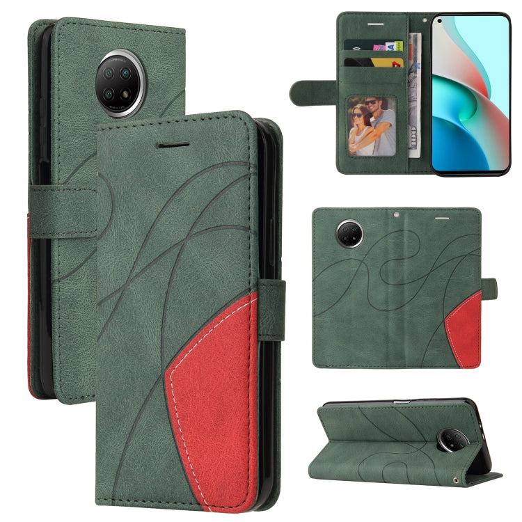 For Xiaomi Redmi Note 9 5G CN Version Dual-color Splicing Horizontal Flip PU Leather Case with Holder & Card Slots & Wallet
