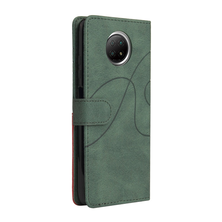 For Xiaomi Redmi Note 9 5G CN Version Dual-color Splicing Horizontal Flip PU Leather Case with Holder & Card Slots & Wallet