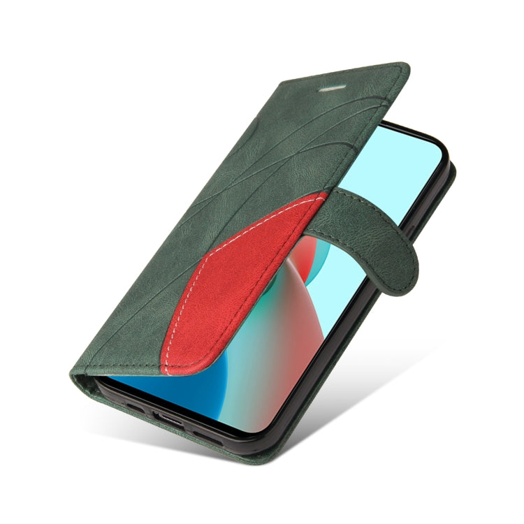 For Xiaomi Redmi Note 9 5G CN Version Dual-color Splicing Horizontal Flip PU Leather Case with Holder & Card Slots & Wallet