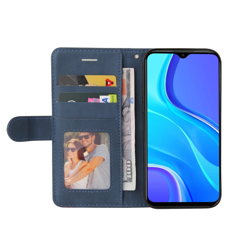 For Xiaomi Redmi 9 Dual-color Splicing Horizontal Flip PU Leather Case with Holder & Card Slots & Wallet