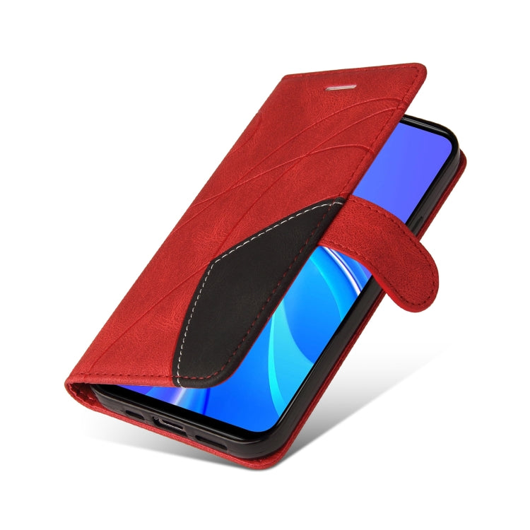 For Xiaomi Redmi 9 Dual-color Splicing Horizontal Flip PU Leather Case with Holder & Card Slots & Wallet